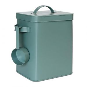 Relaxdays Bo&icirc;te m&eacute;tallique, 6,5 L avec doseur, herm&eacute;tique, pour Aliments pour Animaux et denr&eacute;es, Verte