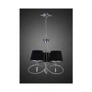 Diyas Suspension Mara 3 Ampoules E14, chrome poli avec Abat jour noirs