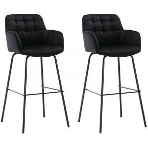 Lot de 2 tabourets de bar en velours et métal Noir PEGA