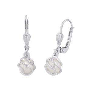 Amor Ohrhänger für Damen, 925 Sterling Silber, Wachsperle Ohrringe 1 ct Weiss (49.99 € / 1 ct)