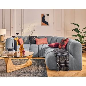 Lisa Design - Debbie - module d'assise gauche en tissu texturé - gris