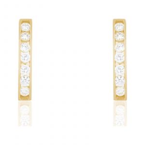 Image de Histoire d'Or Boucles d'oreille demi-créoles en or et oxydes de zirconium - doré
