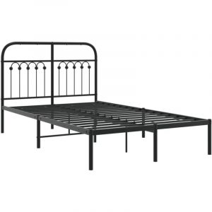 VidaXL Cadre de lit m&eacute;tal avec t&ecirc;te de lit noir 120x190 cm, lit double, meuble de chambre &agrave; coucher, lit d'invit&eacute;, lit, cadre de lit en m&eacute;tal, sommier