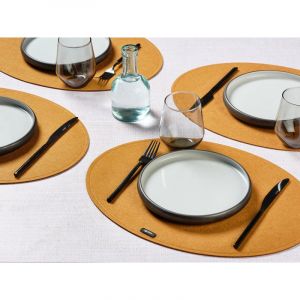 Set de table ovale - 6 pièces - Feutre recyclé marron