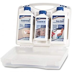 Lithofin Kit d'entretien 1 pour tous les plans de travail en pierre naturelle 3 pièces : mn nettoyant de base, Fleckstop