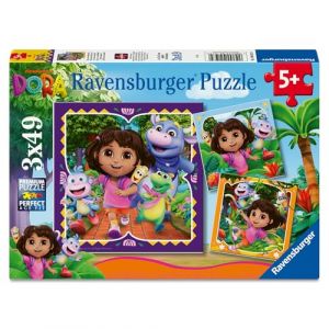 Ravensburger Puzzle 3 x 49 pièces : Dora - Prêt pour l'exploration ?