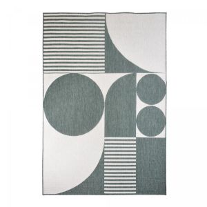 Image de Tapis ext&eacute;rieur terrasse, tapis reversible vert et cr&egrave;me 200x290