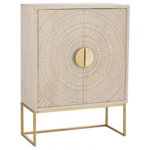 Image de Buffet 2 Portes en Bois "Rana" 119cm Beige & Or Prix