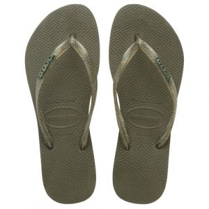 Image de Havaianas Logo Fin métallisé, Tongs Femme, Olive Vert, 37/38 EU