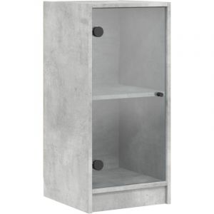 VidaXL Armoire Lat&eacute;rale avec Portes en Verre, Buffet avec Compartiment, Meuble de Rangement Salle de S&eacute;jour Salon Int&eacute;rieur, Moderne, Gris B&eacute;ton