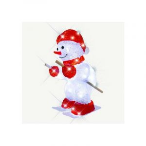 Bonhomne de neige skieur l ineux LED à l ière fixe blanc pur sur secteur 24 x 18