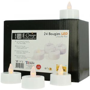 Eclairage design Lot de 24 Bougies à led type chauffe plat Blanc Chaud Effet Flamme