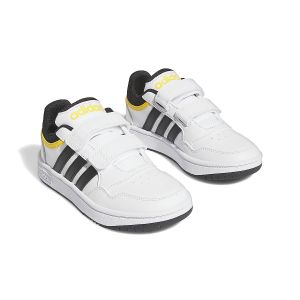 Adidas Hoops Lifestyle Basketball Hook-and-Loop Shoes-Low, Blanc(FTWR White/Core Black/Bold Gold), 30 EU
