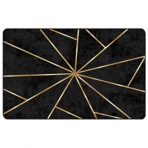 VidaXL Tapis Lavable Antidérapant, Moquette de Sol, Carpette de Chambre à Coucher Salon Salle de Séjour, Moderne, Noir et Doré 190x300 cm