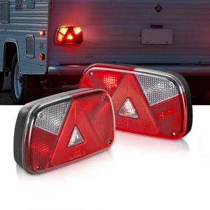VEVOR Feux de Remorque 2PCs 12 V, Feux Arri&egrave;re/Stop/Clignotant/de Plaque d'Immatriculation/de Recul/Antibrouillard, Kit d'&Eacute;clairage de Remorque &Eacute;tanche avec Faisceau de C&acirc;bles, pour Camping-car