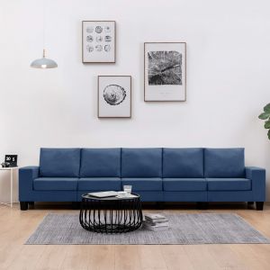VidaXL Canapé Tissu 5 Places Bleu