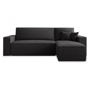 Intensedeco - Canapé d'angle convertible réversible Lorenzo Bouclette Noir