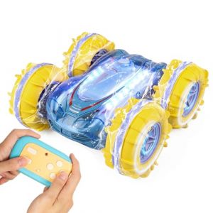 Todeco Voiture Telecommande Enfant, 4WD 360&deg;Rotation 2.4GHz RC Voiture Etanche, Avec LED, convient aux enfants de plus de 8 ans Cadeau de Noel-Bleu