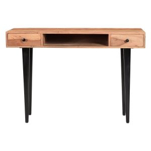 Image de Miliboo Console 2 tiroirs en acacia massif et métal noir L115 cm LORD