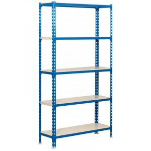 &Eacute;tag&egrave;re m&eacute;tallique bleu et blanc 5 niveaux Simonclick Superplus SimonRack