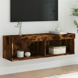 VidaXL Meuble TV avec lumières LED chêne fumé 100x30x30 cm