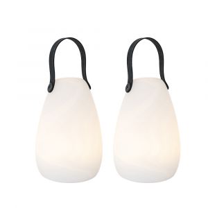 Qazqa Ensemble de 2 lampes de table blanches RGBW rechargeables IP54 - Pion