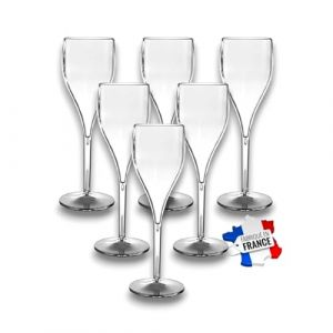 Flute à Champagne INCASSABLE Transparentes 12cl - Lot de 6 - Verre en SMMA (équivalent TRITAN), MADE IN FRANCETransparent