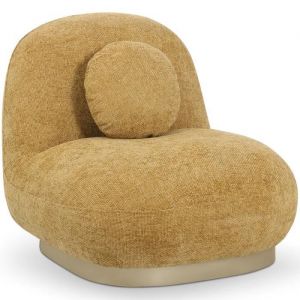Image de Privatefloor Fauteuil Design Courbe Style Contemporain Rembourré en Chenille - Larry Moutarde