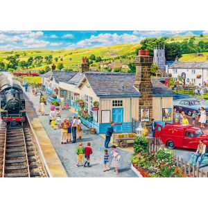 Trefl Premium Plus Quality-Puzzle Tea Time: Gare-1000, Série d'Images Nostalgiques Peintes, Pièces Parfaitement Assorties, pour Adultes et Enfants à partir de 12 Ans, 10810, Multicolour