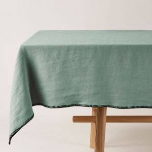 Nappe rectangulaire en lin vert 140x250 cm