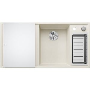 Blanco Evier Axia III 6 S Planche verre blanc Blanc Soft, cuve princip. à droite 527045