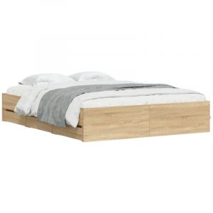 VidaXL Cadre de lit et tiroirs chêne sonoma 140x190 cm bois ingénierie
