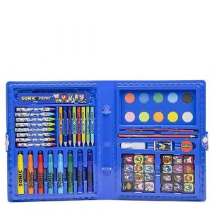 Boîte de Coloriages Sonic - Inclut des Feutres et Crayons de couleur - Aquarelles et Autocollants - avec R-gle pour des Traits de P