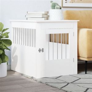 VidaXL Meuble de cage pour chiens blanc 64,5x80x71cm bois d'ingénierie