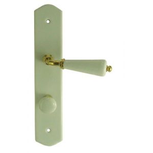DT 2000 550140 Demi poignée de porte canon porcelaine Blanc sur laiton poli condamnation