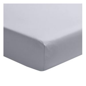 Essix ITC Drap Housse, Satin de Coton, Argent, 180x200 cm