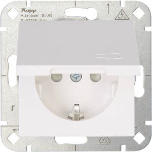 Kopp Prise 2P+T avec clapet 940129002 HK 07 blanc pur 1 prise