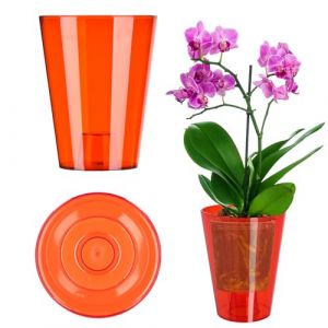 Cache-pot pour orchidées Support de fleurs en plastique 12 cm Rouge - Kadax