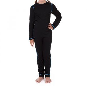CFLEX combinaison thermique - sous-v&ecirc;tements thermiques et de ski pour enfants - chauds &agrave; manches longues POLARDRY - Noir / Bleu