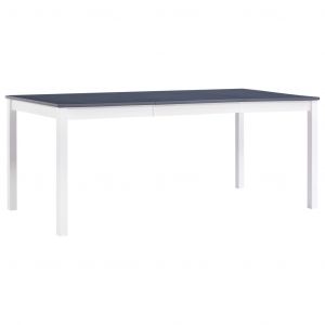 Image de VidaXL Table de salle à manger Blanc et gris 180 x 90 x 73 cm Pin