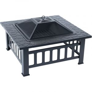 Habitat et Jardin Barbecue bois noir 81 x 81 x 45 cm