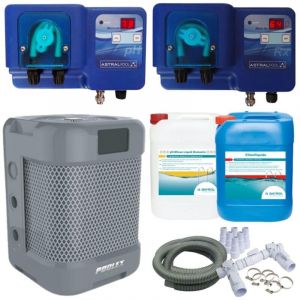 Poolstar Pack Pompe à chaleur Piscine Q-Line 5 + Appareils de régulation + Produits piscine Bayrol