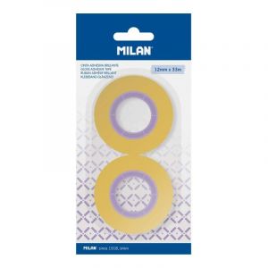 Rouleau de ruban adh&eacute;sif 12mmx33m sous blister 2u jaune transparent. - Milan