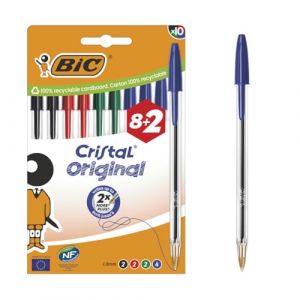 Bic Stylos Cristal Original 10 unités Couleurs Assorties/ Tinta Huile/ Rapid Dry