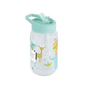 Miniland Baby Bouteille pour Enfant 450ml en Tritan, Bouteille avec Paille et Poignée Ergonomique, Compatible Lave-Vaisselle (Jungle)