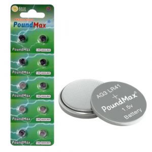 Lot de 10 Piles Bouton alcalines AG3 LR41LR736 LR41 L736 192 1,5 V PoundMax