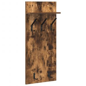 VidaXL Porte-manteau mural avec &eacute;tag&egrave;re Montage mural Ch&ecirc;ne fum&eacute; 90 x 40 x 10 cm