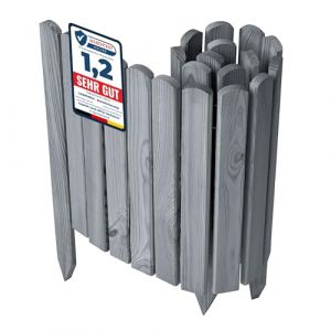Garronda cl&ocirc;ture de Jardin en Bois Bordure Jardin Cloture Jardin Exterieur, Palissade Bordurette Longueur: 100 cm GD-0148 (Gris, Hauteur : 40 cm)
