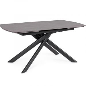 Table de salle à manger - BIZZOTTO - JOAKIM - Extensible - Plateau en grès effet marbre - Noir