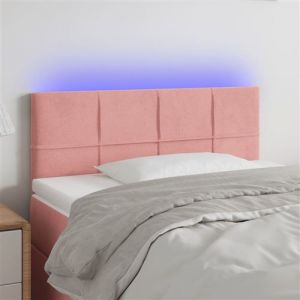 VidaXL Tête de Lit à LED Meuble de Chambre à Coucher Accessoire de Lit Simple Tête de Cadre de Lit Intérieur Rose 100x5x78/88 cm Velours